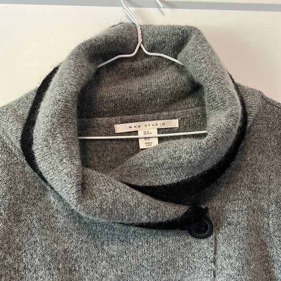 Striped Cowlneck Wool Cardigan - Picture 3 of 5